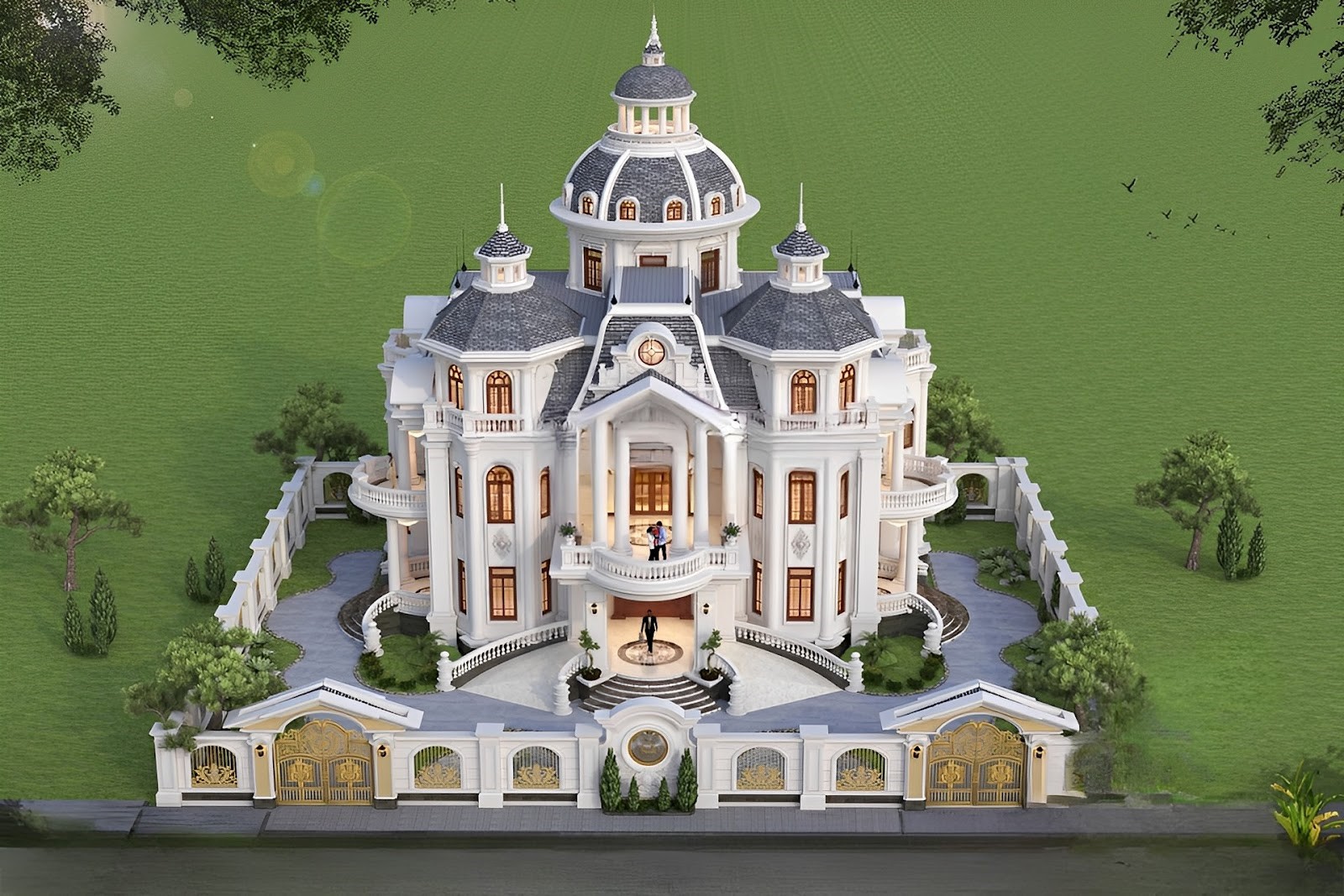 Ý tưởng thi công xây dựng biệt thự sang trọng TP.HCM - Biệt thự lâu đài mini hiện đại không kém phần sang trọng